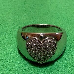 925 Sterling Ring Heart pave diamonique